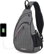 Hanke Sling Bag Men Backpack Unisex One Shoulder Bag Hiking Travel Backpack Crossbody with USB Port Versatile Casual Daypack